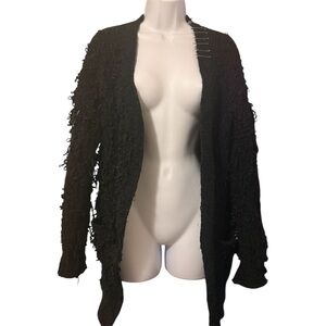 Black Textured Women Sweater With Safety Pins